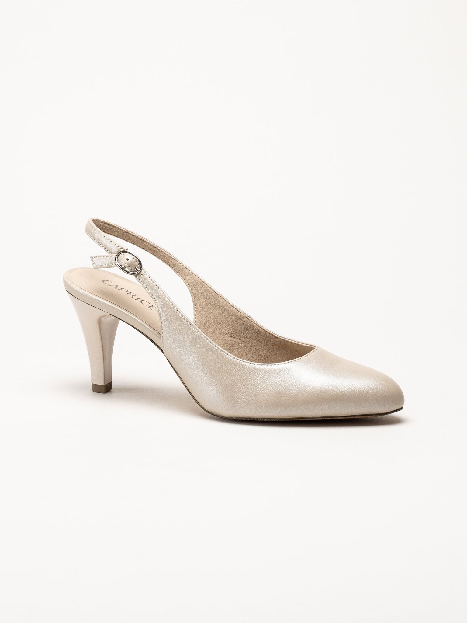 Caprice - Beige slingback pumps i skinn