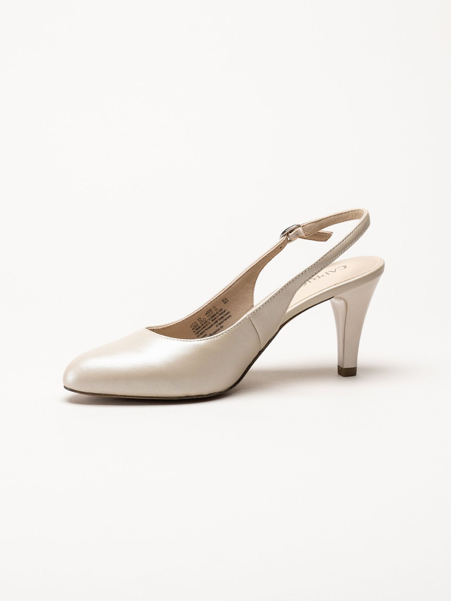 Caprice - Beige slingback pumps i skinn