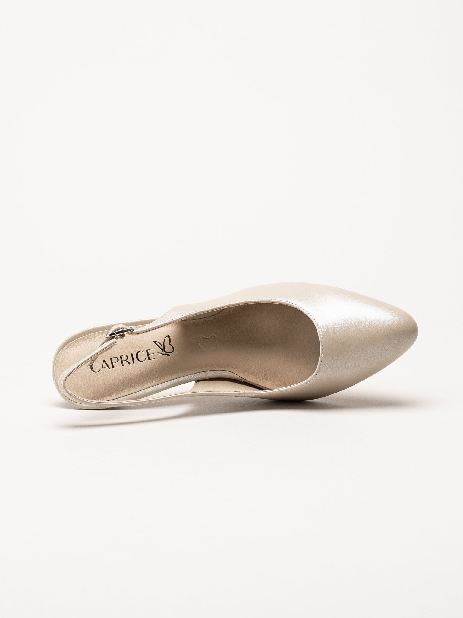 Caprice - Beige slingback pumps i skinn