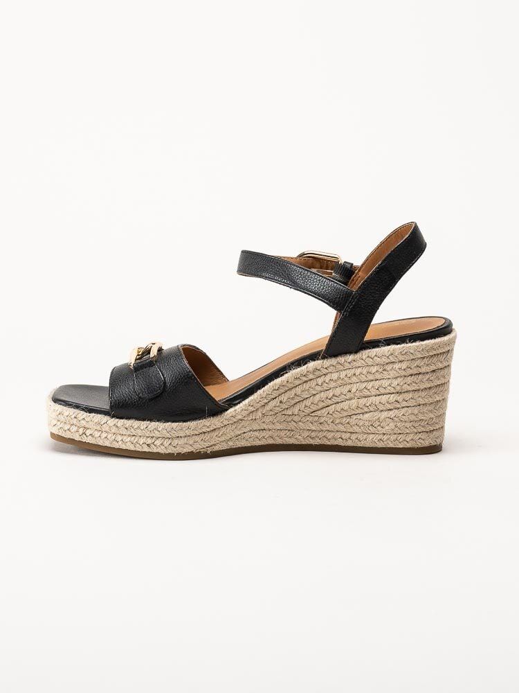 Geox - D Panarea C - Svarta kilklackade sandaletter i skinn