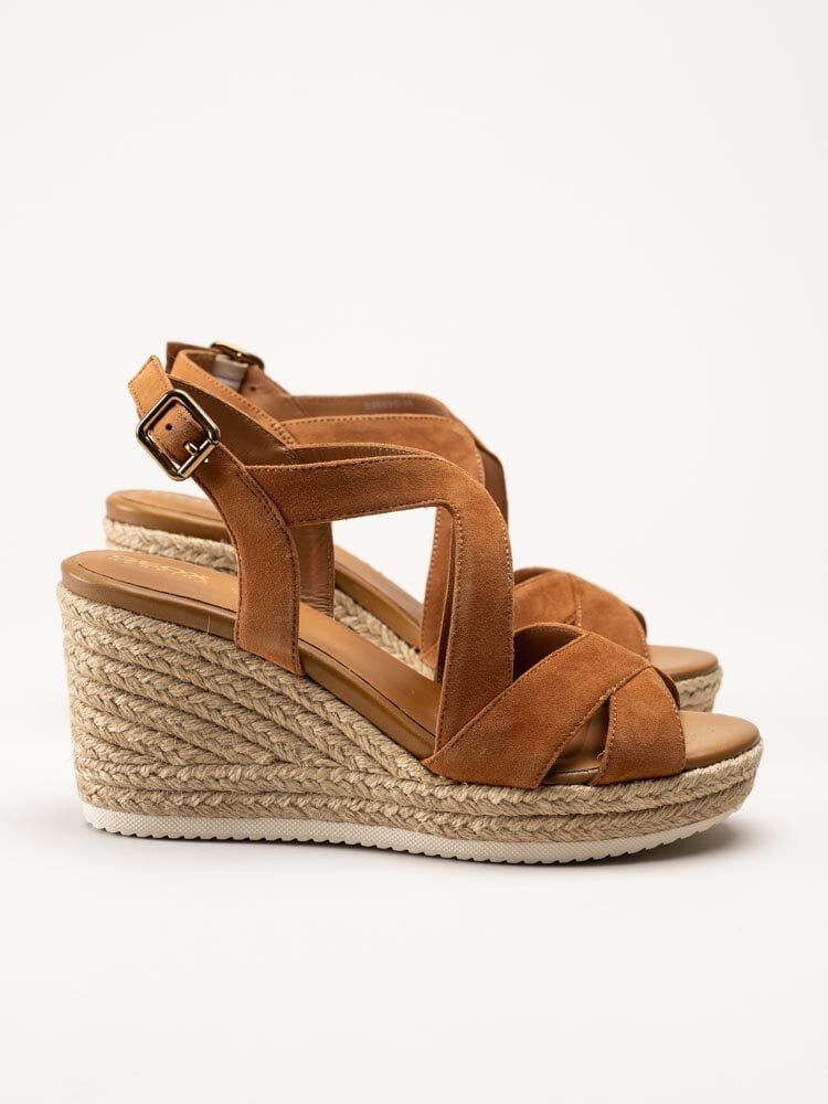 Geox - D Ponza C - Ljusbruna kilklackade espadrillos i mocka