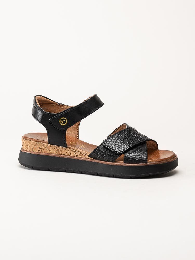 Tamaris Wide - Svarta sandaler med kilklack