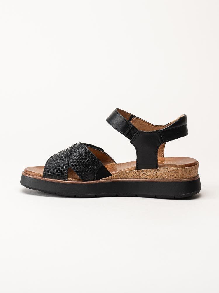 Tamaris Wide - Svarta sandaler med kilklack