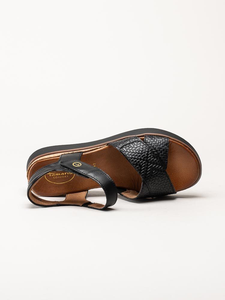 Tamaris Wide - Svarta sandaler med kilklack