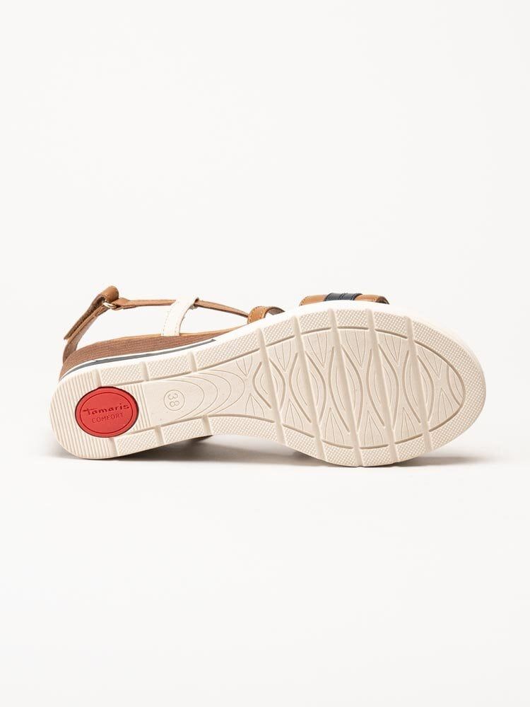 Tamaris Wide - Bruna kilklackade sandaletter i skinn