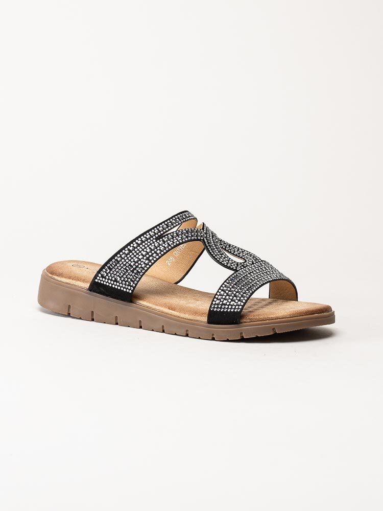 Lunar - 246Schavez - Svarta slip in sandaler med strass