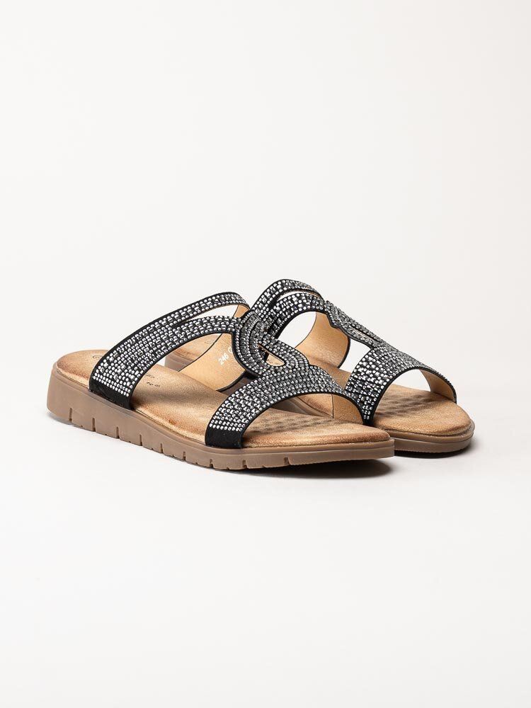 Lunar - 246Schavez - Svarta slip in sandaler med strass
