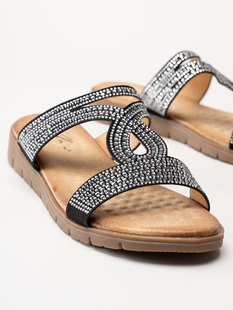 Lunar - 246Schavez - Svarta slip in sandaler med strass