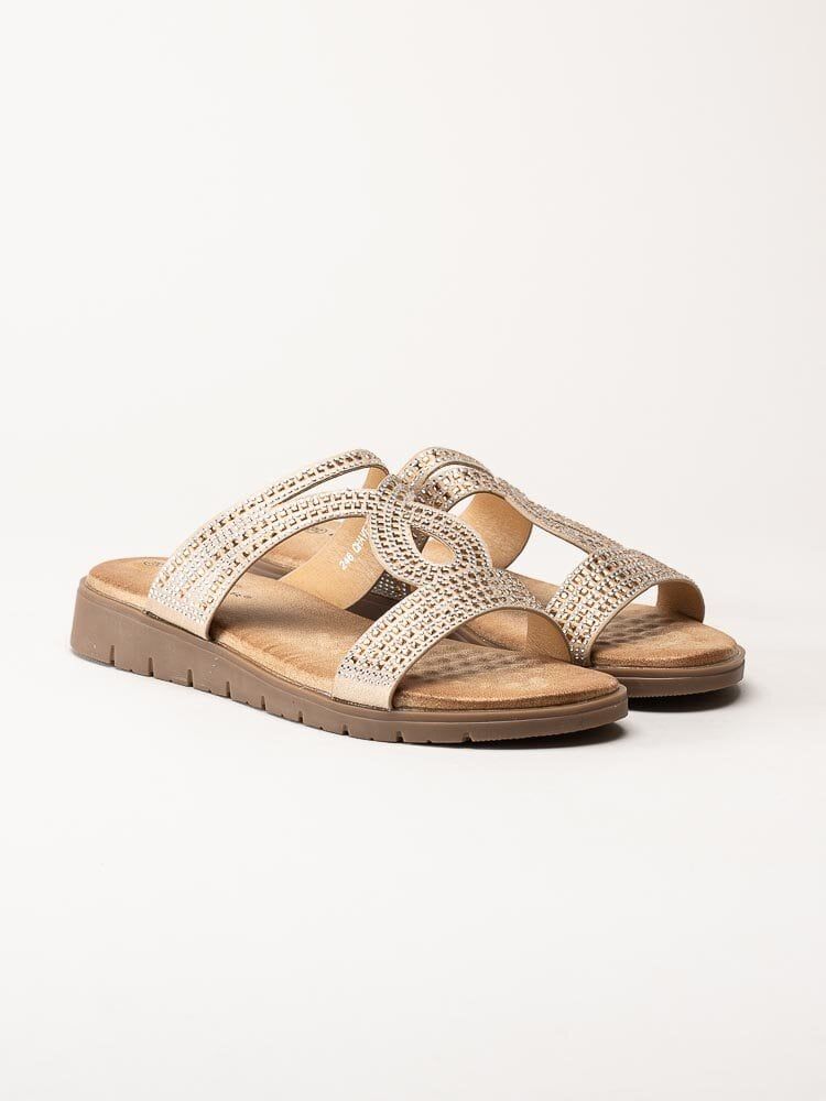 Lunar - 246Schavez - Beige slip in sandaler med strass