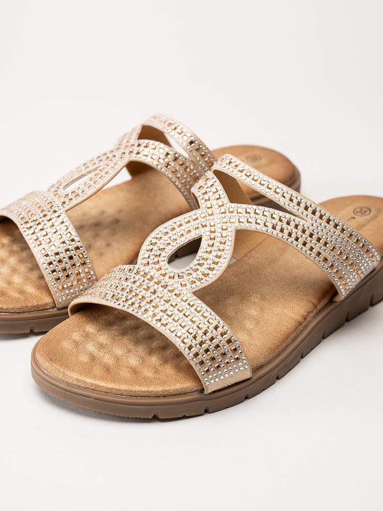 Lunar - 246Schavez - Beige slip in sandaler med strass