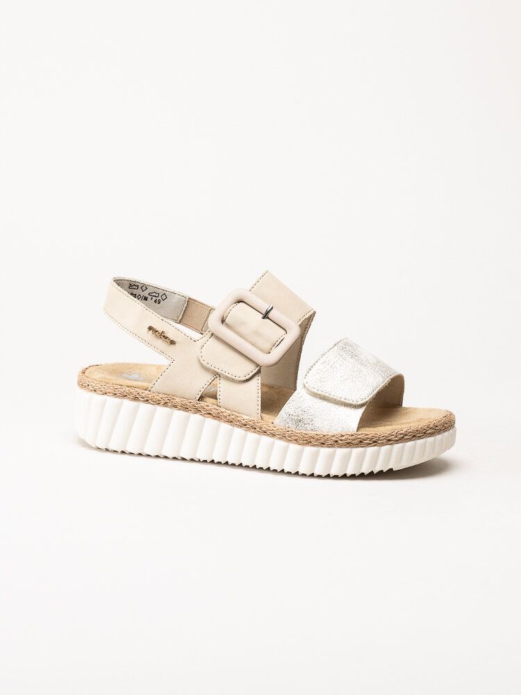 Rieker - Beige sandaler i skinnimitation