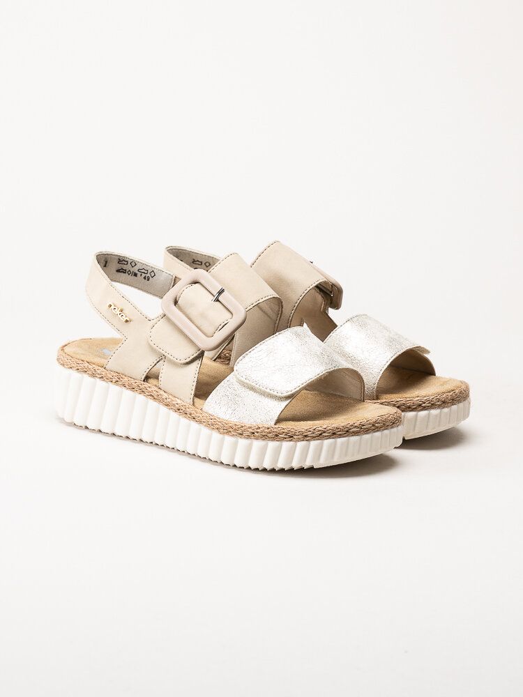 Rieker - Beige sandaler i skinnimitation