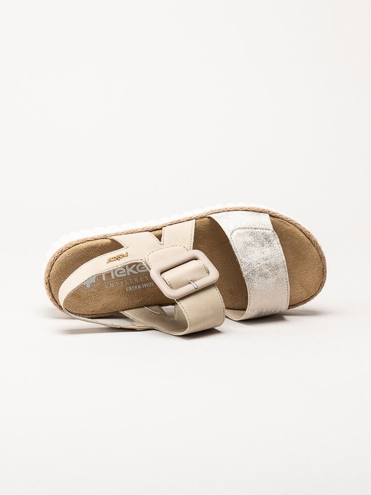 Rieker - Beige sandaler i skinnimitation