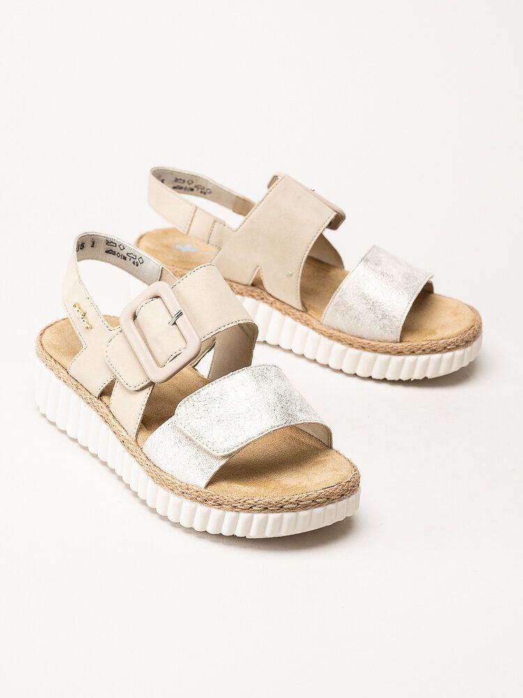 Rieker - Beige sandaler i skinnimitation