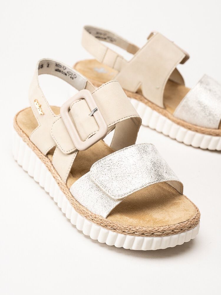 Rieker - Beige sandaler i skinnimitation