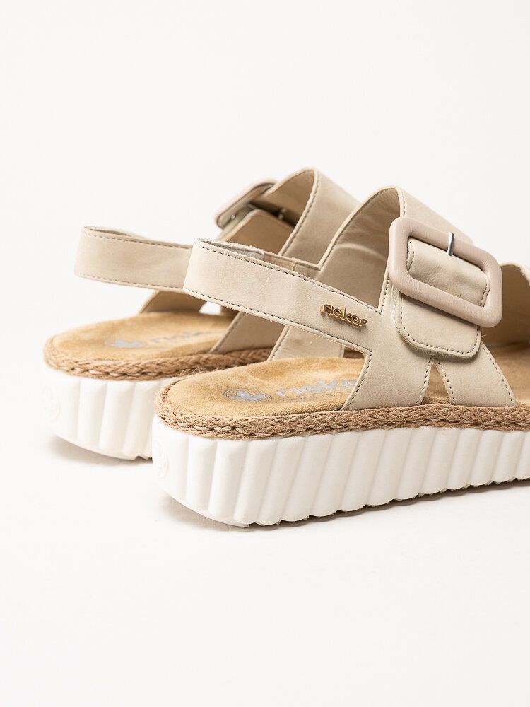 Rieker - Beige sandaler i skinnimitation