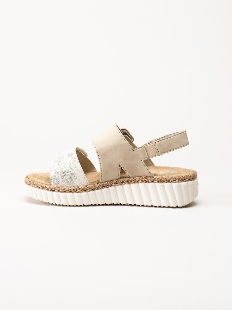 Rieker - Beige sandaler i skinnimitation