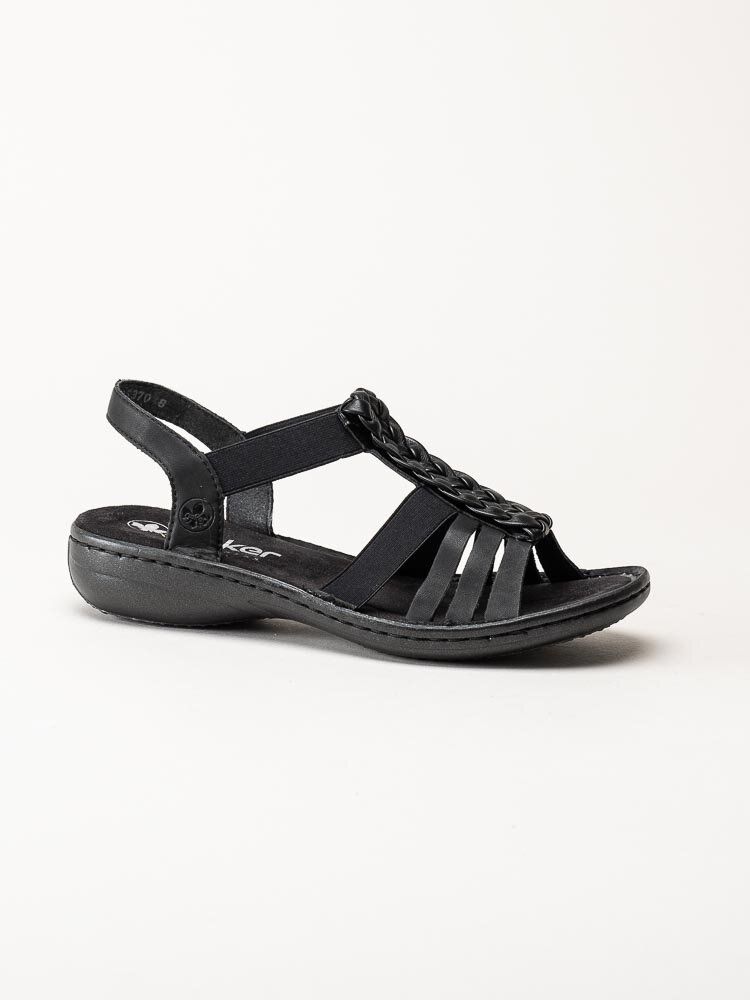 Rieker - Svarta sandaler med fläta