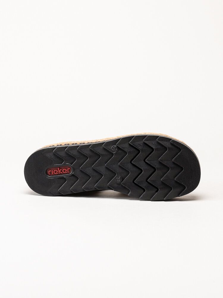 Rieker - Beige slip in sandaler i skinnimitation