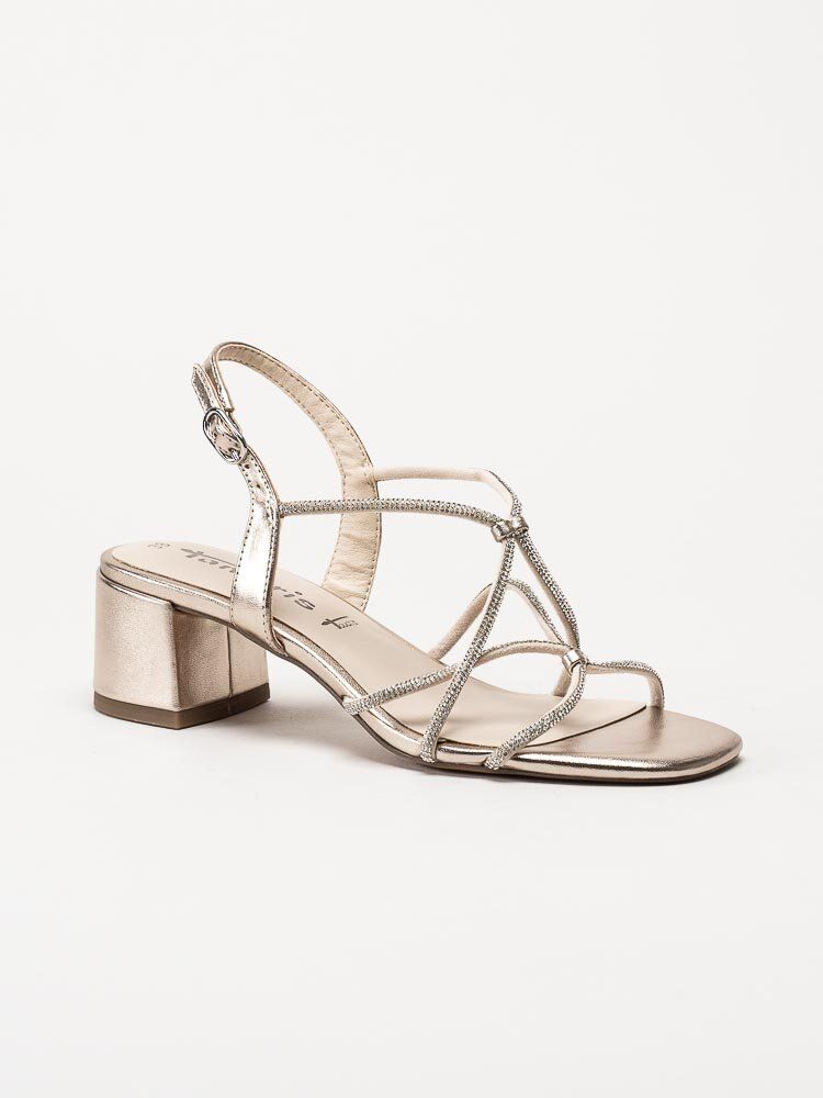 Tamaris - Gulmetallic sandaletter med glitterremmar