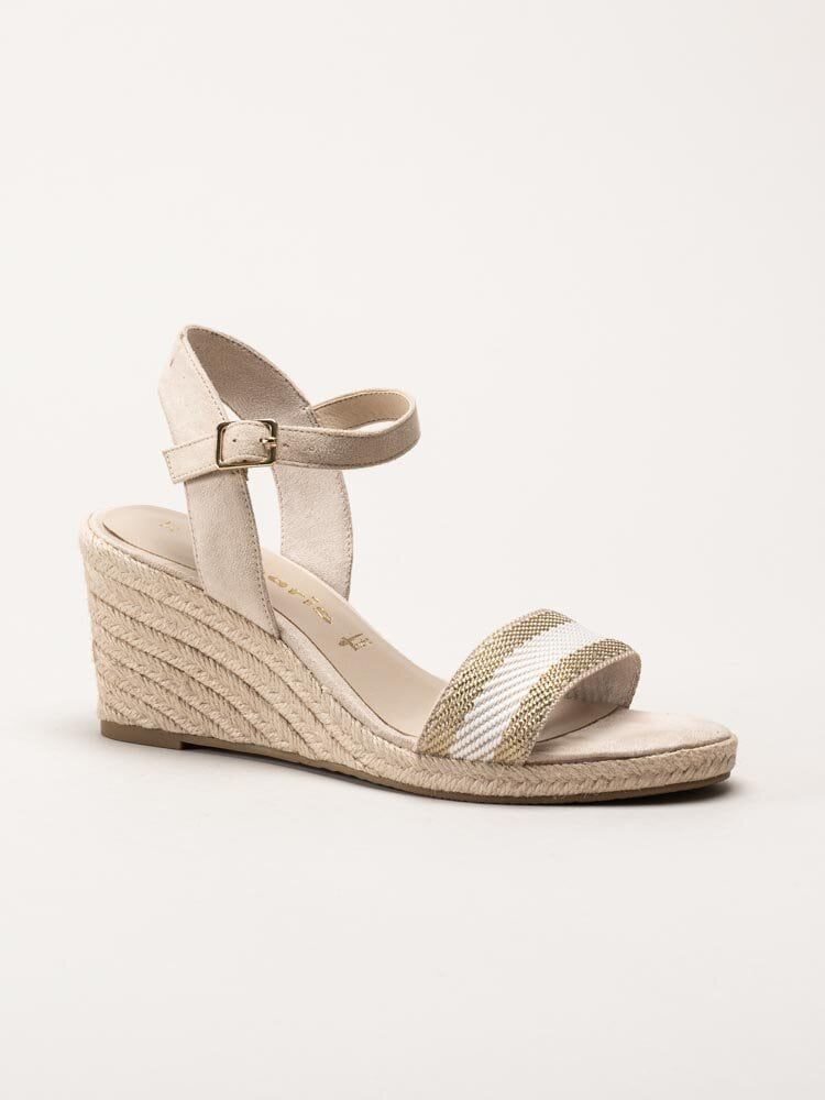 Tamaris - Beige kilklackade espadrillos i textil