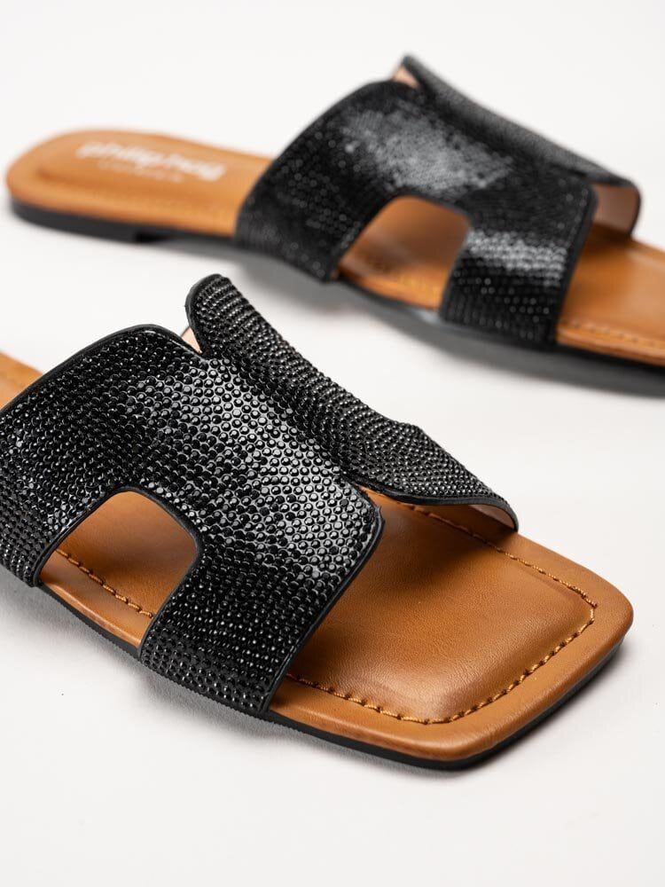 Philip Hog - Victoria - Svarta slip in sandaler med strass