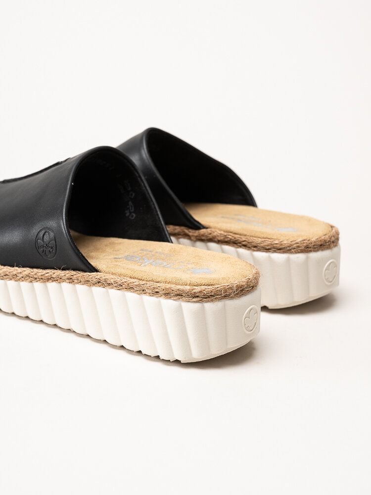 Rieker - Svarta kilklackade slip in sandaler