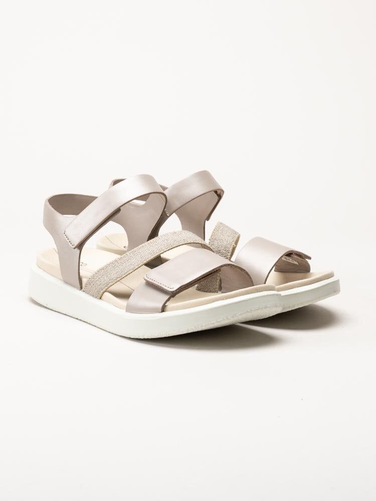 Ecco - Ecco Flowt - Ljusrosa metallic sandaler i skinn