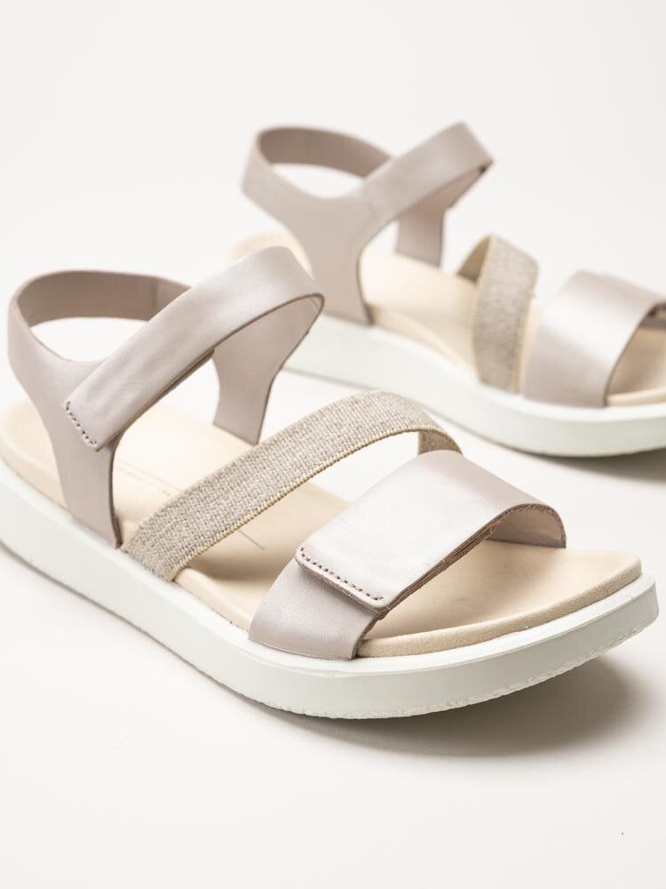 Ecco - Ecco Flowt - Ljusrosa metallic sandaler i skinn