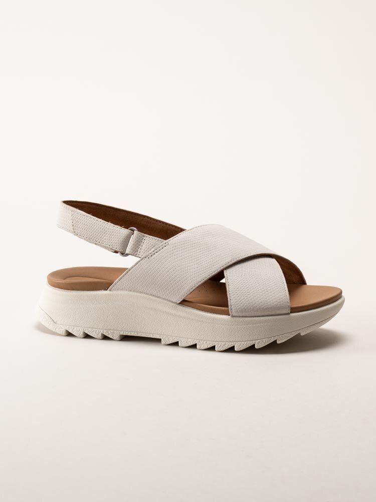 Clarks - DashLite Wish D - Vita platåsandaler i skinn