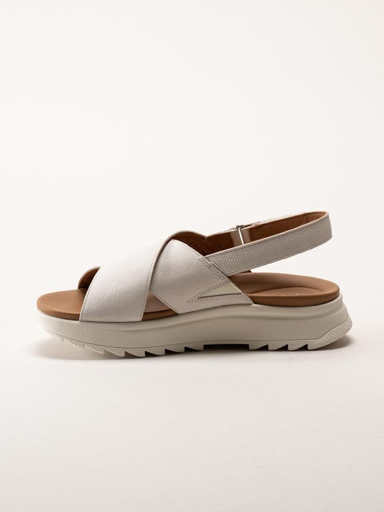 Clarks - DashLite Wish D - Vita platåsandaler i skinn