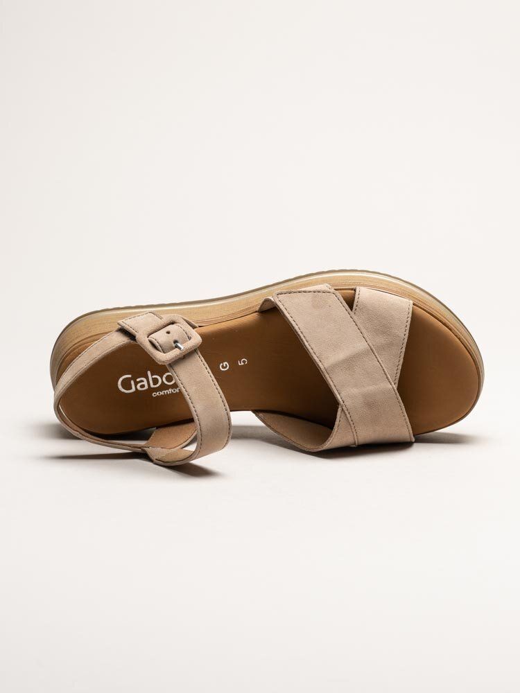 Gabor - Beige platåsandaler i mocka