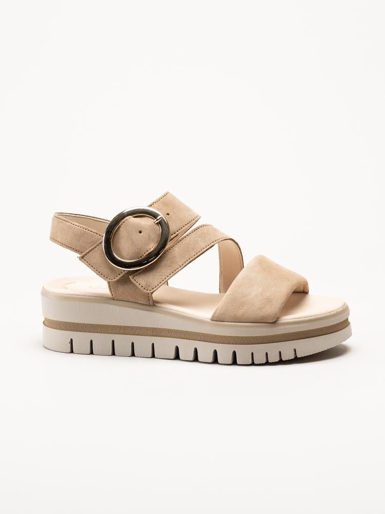 Gabor - Beige platåsandaler i mocka