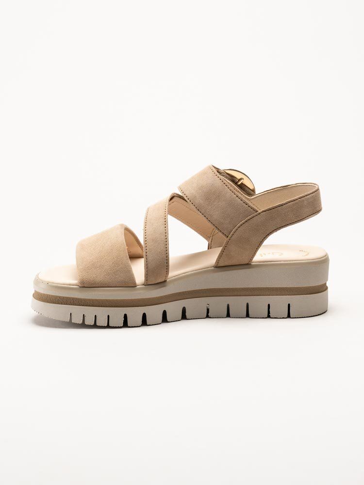Gabor - Beige platåsandaler i mocka