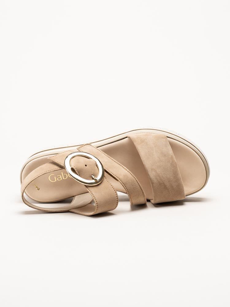 Gabor - Beige platåsandaler i mocka