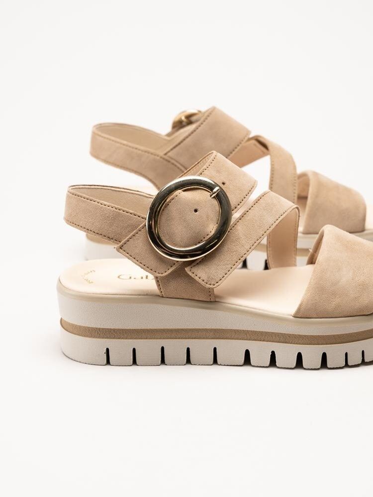 Gabor - Beige platåsandaler i mocka