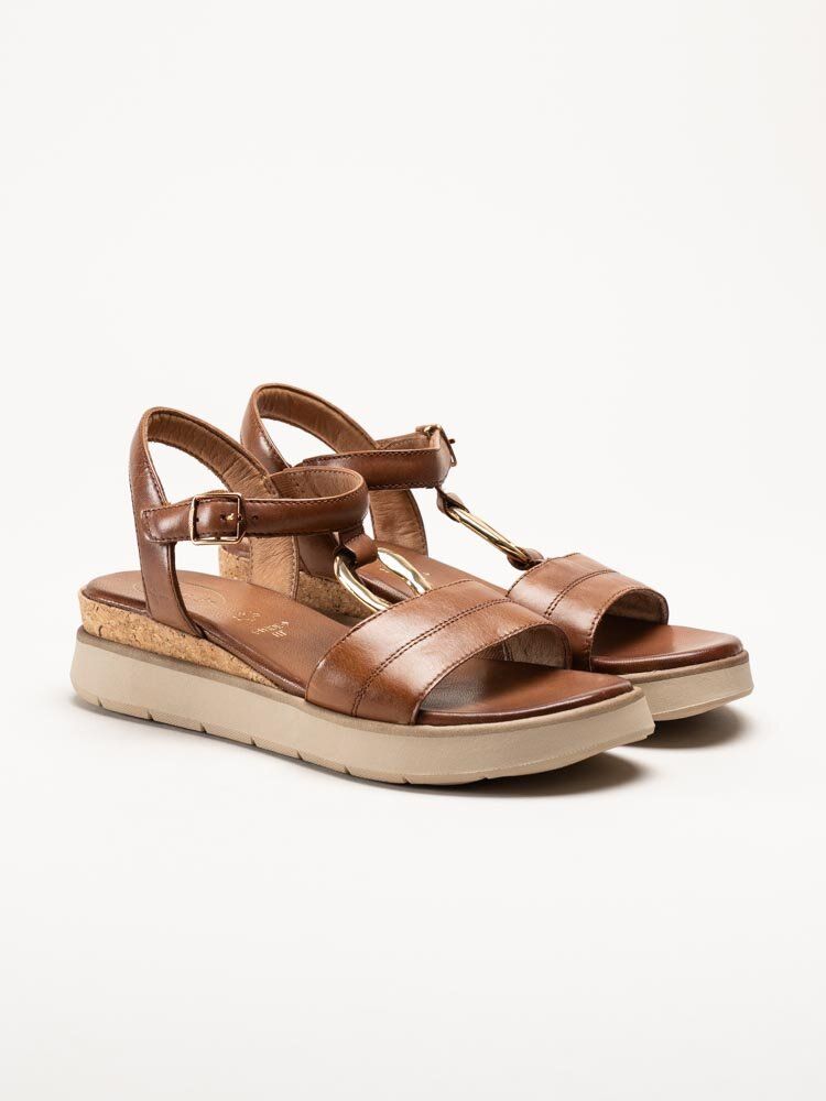 Tamaris Comfort - Bruna sandaler med kilklack