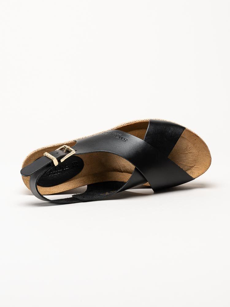 Sweeks - Selma Cross - Svarta kilklackade sandaletter i skinn