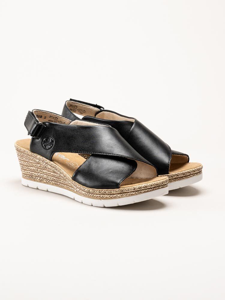 Rieker - Svarta kilklackade sandaletter