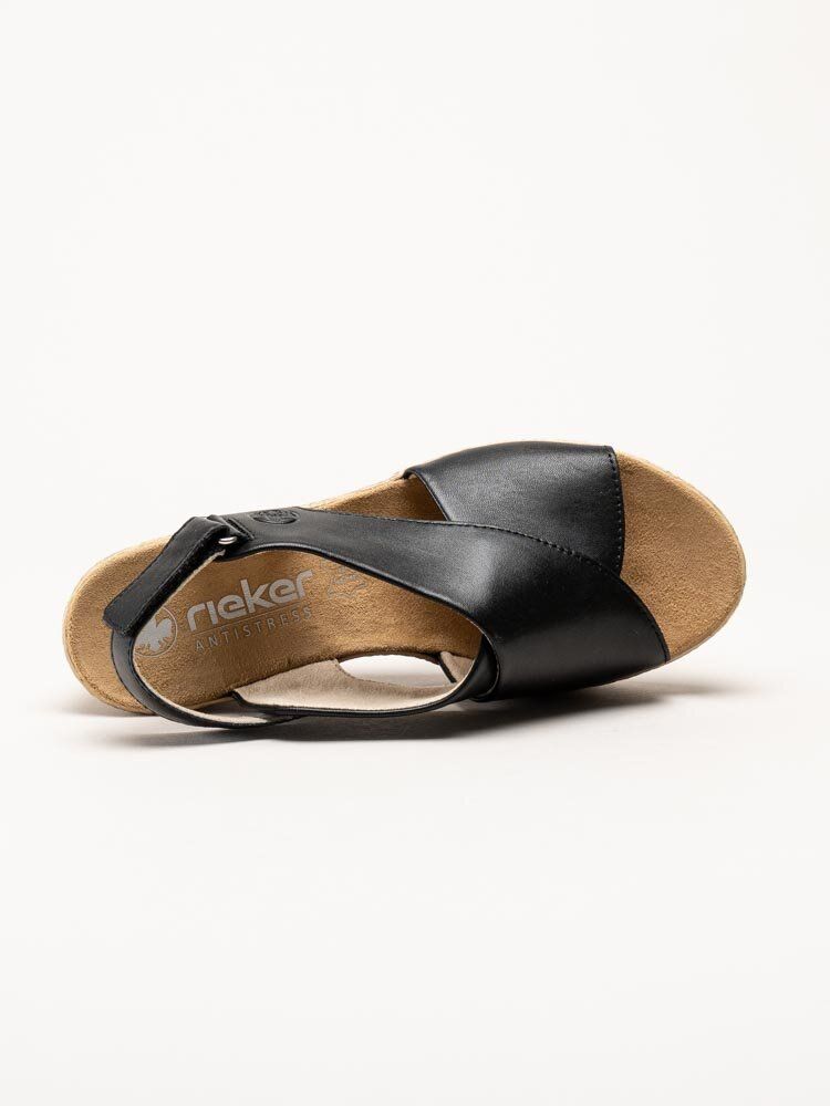 Rieker - Svarta kilklackade sandaletter