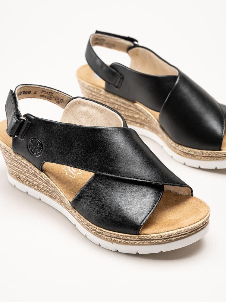Rieker - Svarta kilklackade sandaletter