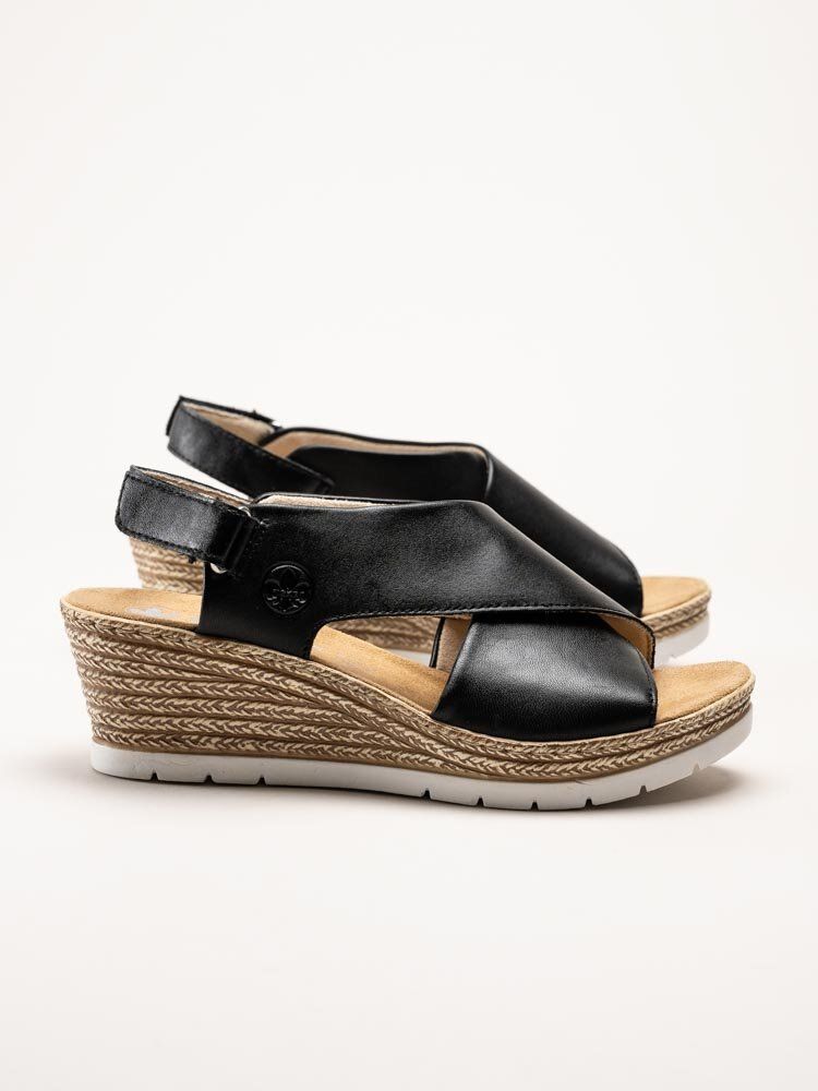 Rieker - Svarta kilklackade sandaletter