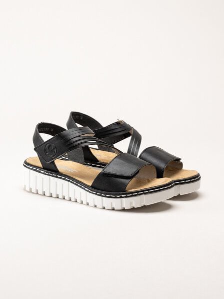 Rieker - Svarta sandaler med kardborre