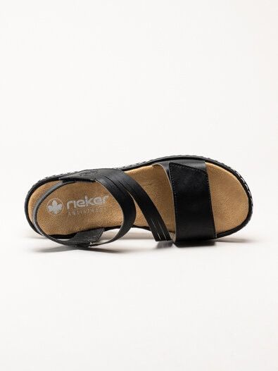 Rieker - Svarta sandaler med kardborre