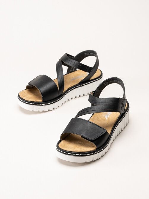 Rieker - Svarta sandaler med kardborre
