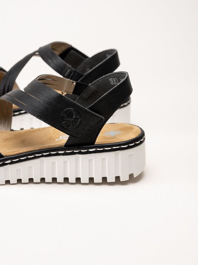 Rieker - Svarta sandaler med kardborre