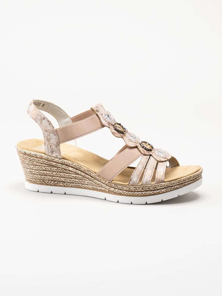 Rieker - Rosa kilsandaletter med frontdekor