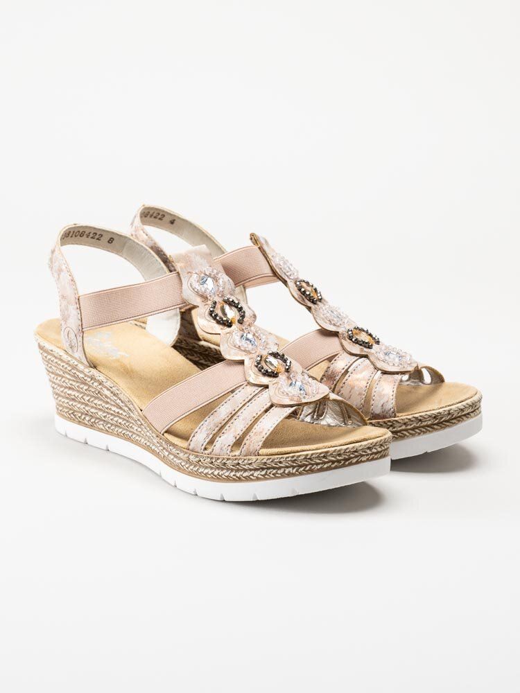 Rieker - Rosa kilsandaletter med frontdekor