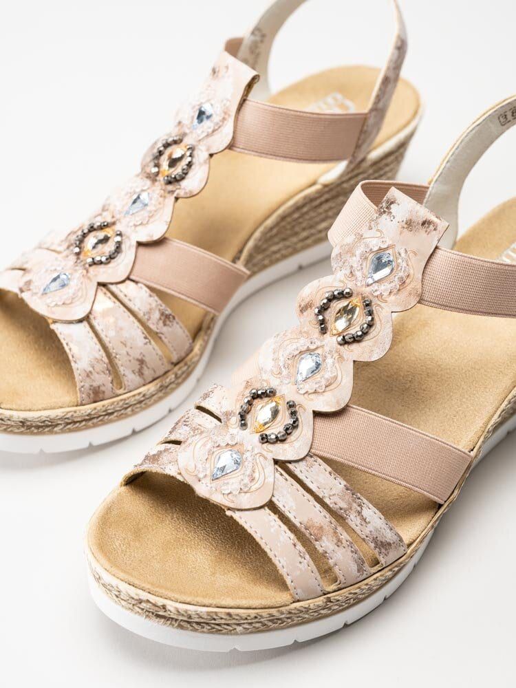 Rieker - Rosa kilsandaletter med frontdekor