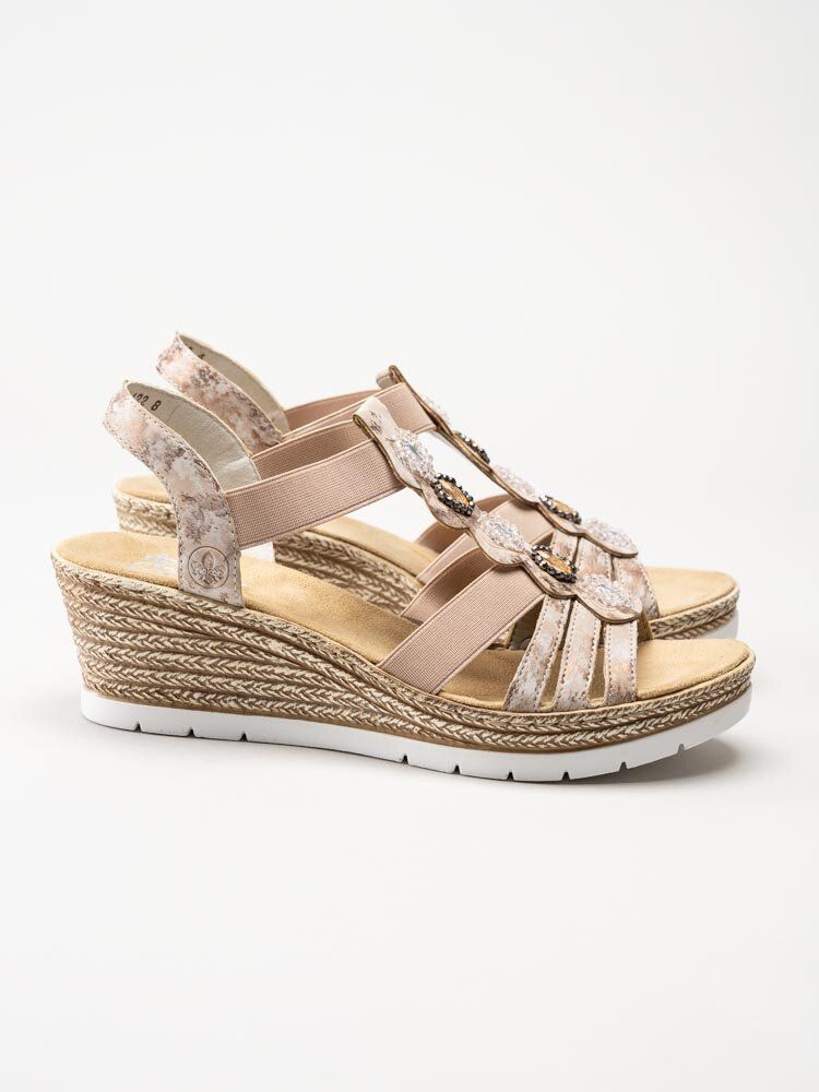 Rieker - Rosa kilsandaletter med frontdekor